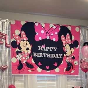 Minnie Mouse backdrop.